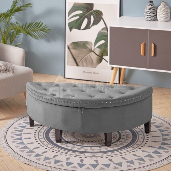 Velvet Fabric Storage Ottoman