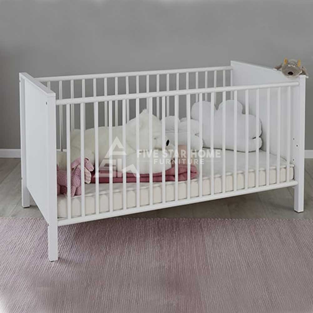 Valdo White Wooden Baby Crib Bed