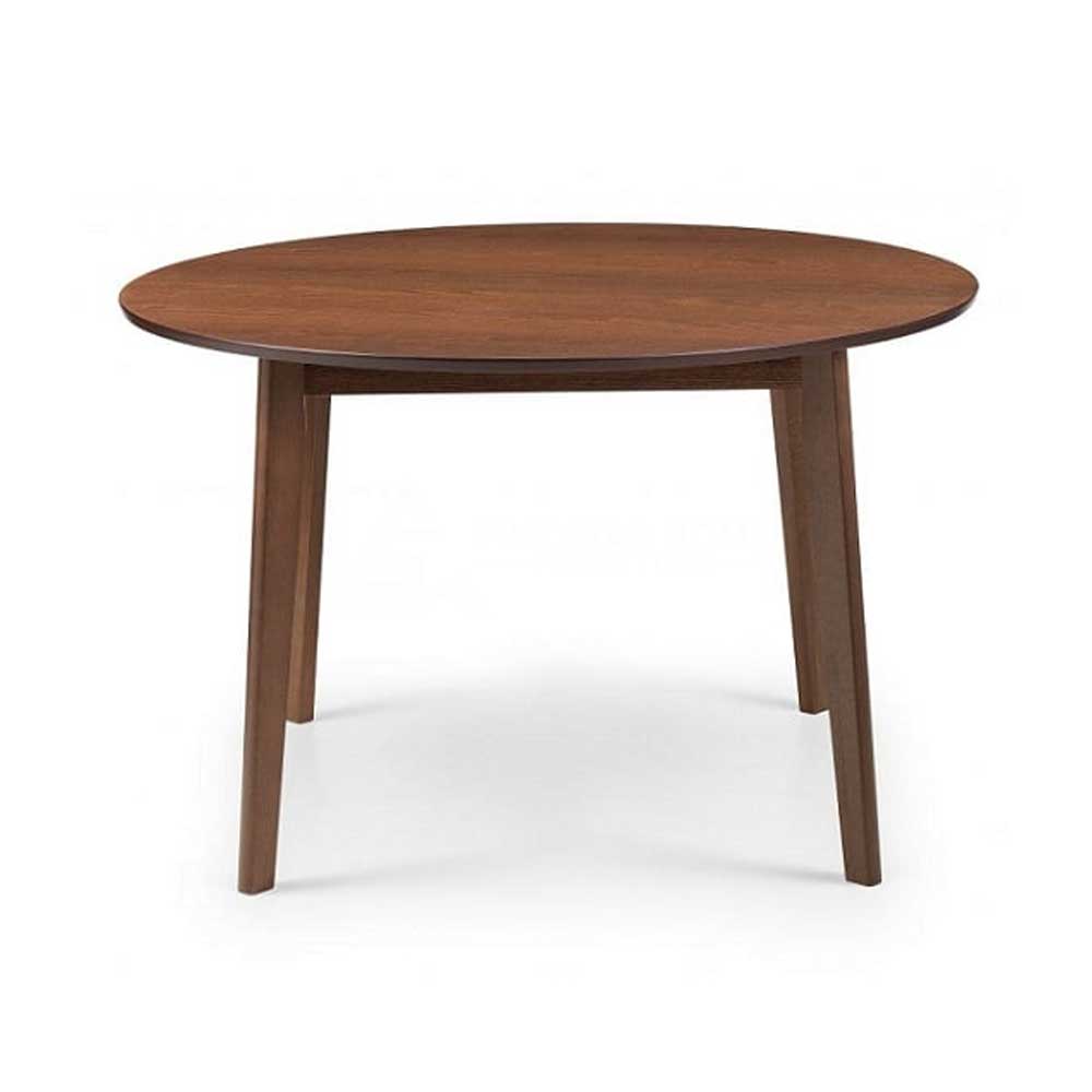 Wooden Round Dining Table In Walnut