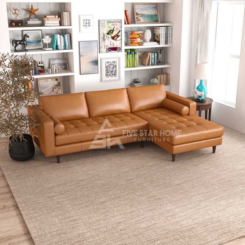 Contemporary Tufted Brown Upholstered Sectional