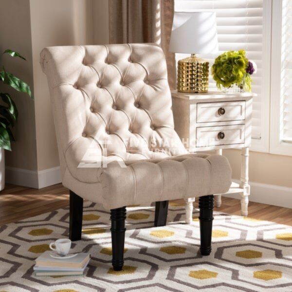 Fabric Upholstered Wood Accent Chair