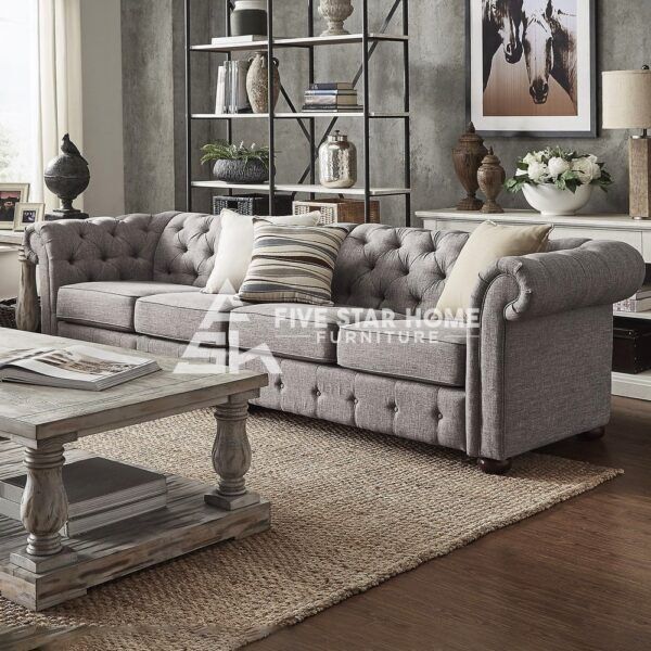 Grey Extra Long Tufted Modular Sofa